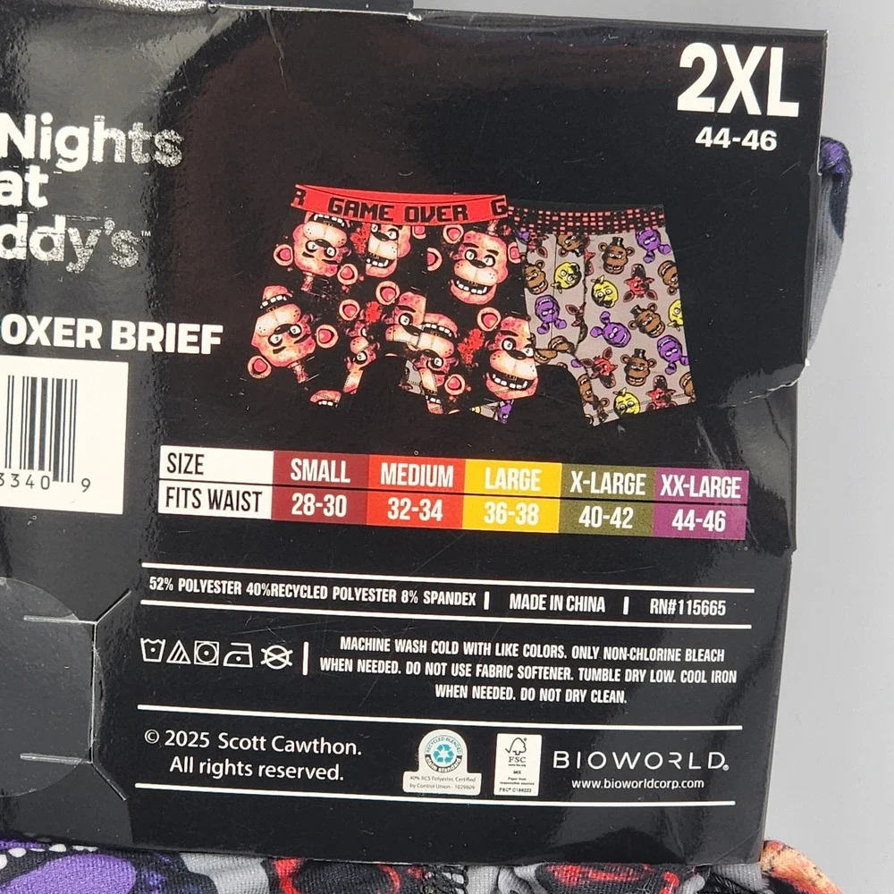 Five Nights at Freddys Boxer Briefs Mens 2XL FNAF Game Over 4 Pair New